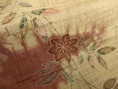 平和屋着物●染織の名門　しょうざん  生紬　枝花文　正絹　逸品　AABJ3172cs