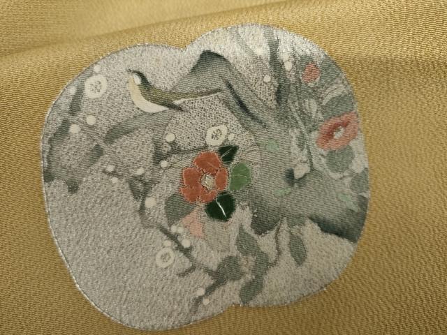 平和屋着物●松尾光琳　色留袖　刺繍　琳派草花図　花鳥文　銀糸　銀彩　鬼しぼ縮緬　正絹　逸品　AABJ3175cs