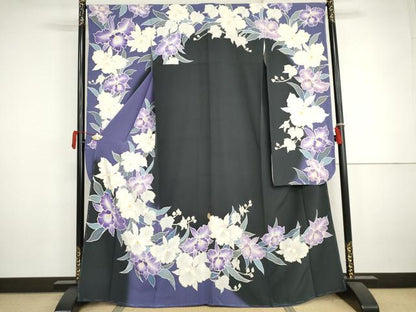 平和屋着物●豪華振袖　胡蝶蘭　暈し染め　金彩　正絹　逸品　AABJ3176cs