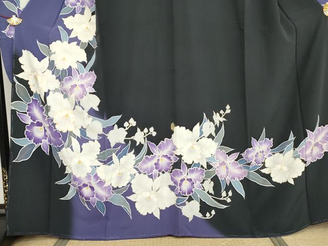 平和屋着物●豪華振袖　胡蝶蘭　暈し染め　金彩　正絹　逸品　AABJ3176cs