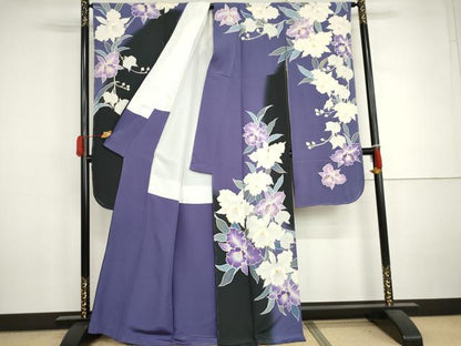 平和屋着物●豪華振袖　胡蝶蘭　暈し染め　金彩　正絹　逸品　AABJ3176cs
