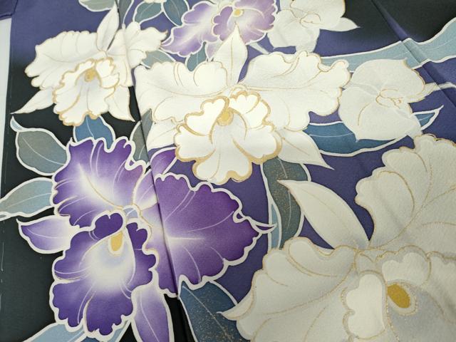 平和屋着物●豪華振袖　胡蝶蘭　暈し染め　金彩　正絹　逸品　AABJ3176cs