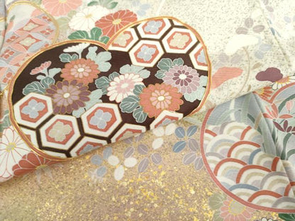 平和屋着物●訪問着　駒刺繍　枝花文　暈し染め　金彩　正絹　逸品　AABJ3178cs