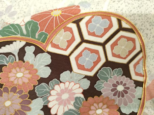 平和屋着物●訪問着　駒刺繍　枝花文　暈し染め　金彩　正絹　逸品　AABJ3178cs