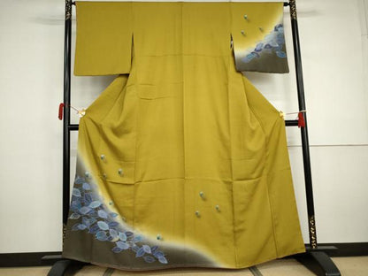 平和屋着物●訪問着　手描き　落ち葉に水玉　暈し染め　金銀彩　正絹　逸品　未使用　AABJ3186cs