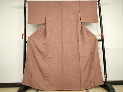 平和屋着物●上質な色無地　芝地紋　宗伝唐色　正絹　逸品　未使用　AABJ3188cs