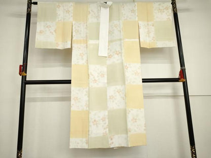 平和屋着物●長襦袢　無双仕立て　市柿草花文　正絹　逸品　AABJ3197cs
