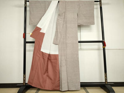 平和屋着物●上質な紬　100亀甲　吉祥花文　正絹　逸品　AABJ3201cs