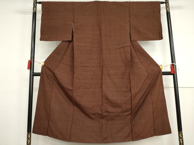 平和屋着物●上質な紬　よろけ縞　正絹　逸品　AABJ3202cs