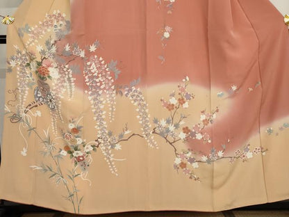平和屋着物●訪問着　友禅　花車文　暈し染め　正絹　逸品　AABJ3203cs