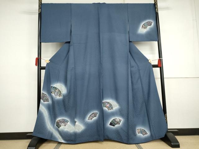 平和屋着物●訪問着　絞り　辻が花　地紙草花文　暈し染め　金彩　鈴乃屋扱い　正絹　逸品　AABJ3206cs