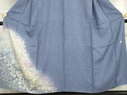 平和屋着物●吉乃一廉　幻の辻が花　訪問着　杢目絞り　流水草花文　暈し染め　金彩　さが美扱い　正絹　逸品　AABJ3207cs