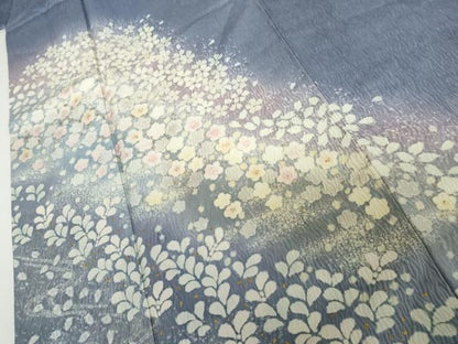 平和屋着物●吉乃一廉　幻の辻が花　訪問着　杢目絞り　流水草花文　暈し染め　金彩　さが美扱い　正絹　逸品　AABJ3207cs