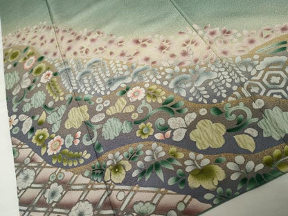 平和屋着物●訪問着　辻が花　暈し染め　金彩　正絹　逸品　AABJ3210cs