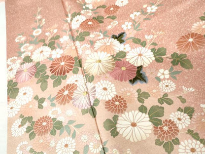 平和屋着物●訪問着　刺繍　芝花文　暈し染め　金糸　金彩　正絹　逸品　AABJ3214cs