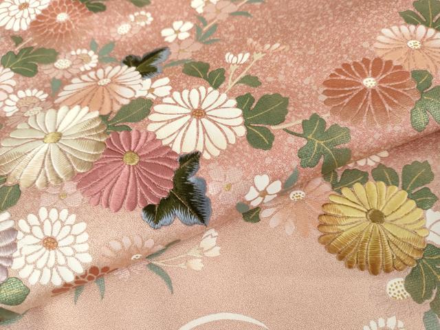 平和屋着物●訪問着　刺繍　芝花文　暈し染め　金糸　金彩　正絹　逸品　AABJ3214cs