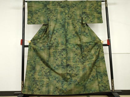 平和屋着物●本場大島紬　一元7マルキ　笹竹文　正絹　逸品　AABJ3215cs