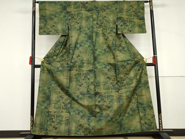 平和屋着物●本場大島紬　一元7マルキ　笹竹文　正絹　逸品　AABJ3215cs