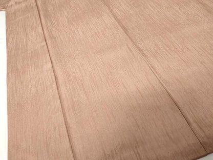 平和屋着物●上質な色無地　縞地紋　梅染色　正絹　逸品　AABJ3216cs
