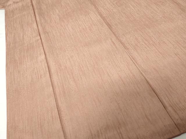 平和屋着物●上質な色無地　縞地紋　梅染色　正絹　逸品　AABJ3216cs