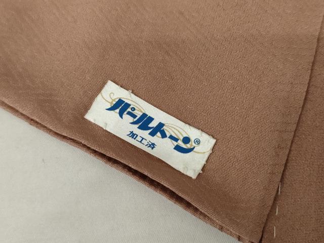 平和屋着物●上質な色無地　縞地紋　梅染色　正絹　逸品　AABJ3216cs