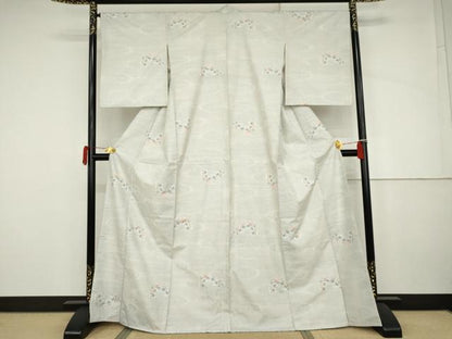 平和屋着物●本場大島紬　白大島　カタス9マルキ　花片輪車文　正絹　逸品　AABJ3218cs