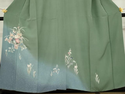 平和屋着物●訪問着　友禅　飾花文　暈し染め　正絹　逸品　AABJ3220cs