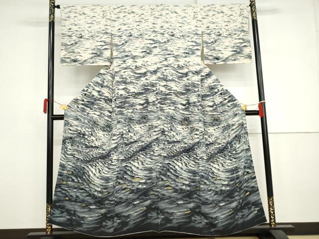平和屋着物●訪問着　流水文　金彩　正絹　逸品　AABJ3227cs