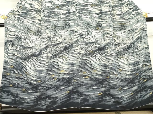 平和屋着物●訪問着　流水文　金彩　正絹　逸品　AABJ3227cs