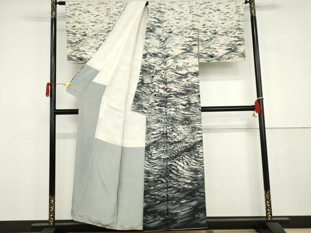 平和屋着物●訪問着　流水文　金彩　正絹　逸品　AABJ3227cs