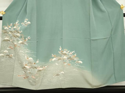 平和屋着物●訪問着　友禅　浜松風景吉祥文　暈し染め　金糸　金彩　正絹　逸品　AABJ3228cs