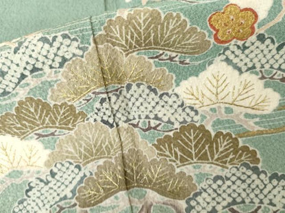 平和屋着物●訪問着　友禅　浜松風景吉祥文　暈し染め　金糸　金彩　正絹　逸品　AABJ3228cs