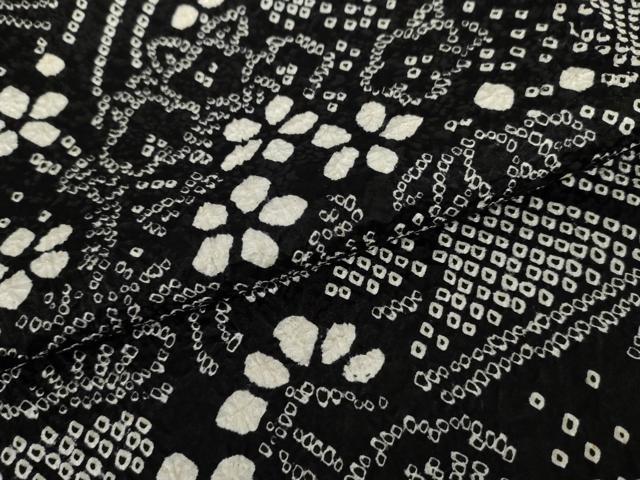 平和屋着物●訪問着　総絞り　松竹梅風景文　黒地　正絹　逸品　AABJ3231cs