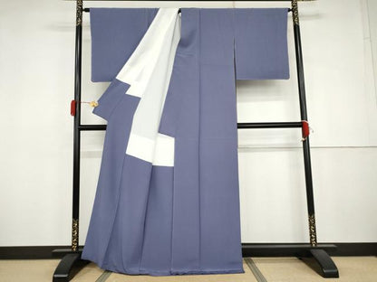 平和屋着物●上質な色無地　本草木染　藤納戸色　丹後ちりめん　反端付き　正絹　逸品　未使用　AABJ3232cs