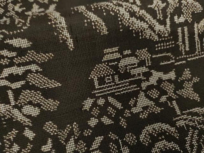 平和屋着物●本場大島紬　カタス9マルキ　泥染め　遠山風景文　正絹　逸品　AABJ3248cs