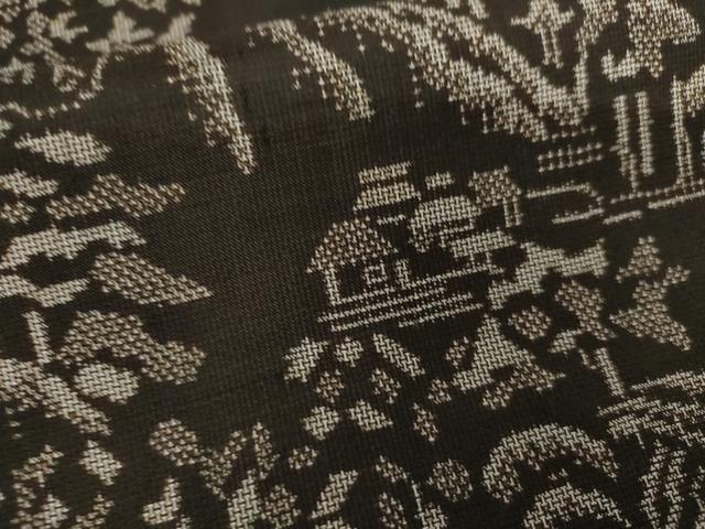 平和屋着物●本場大島紬　カタス9マルキ　泥染め　遠山風景文　正絹　逸品　AABJ3248cs