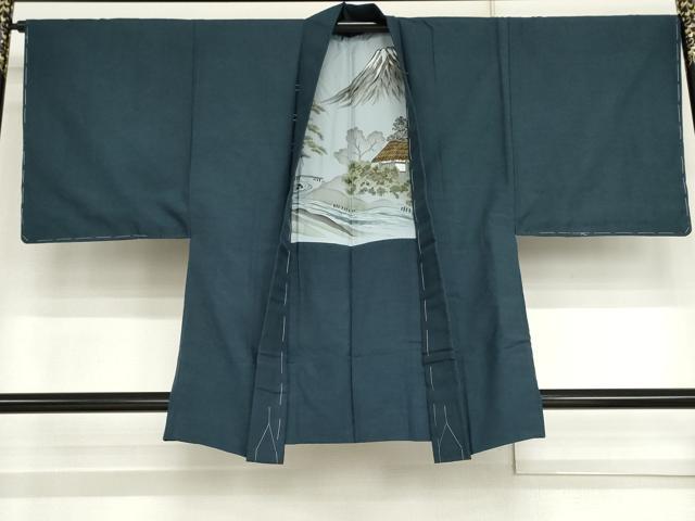 平和屋着物●男性　紬　アンサンブル　長襦袢(無双仕立て)セット　色無地　薄縹色　正絹　逸品　未使用　AABJ3250cs
