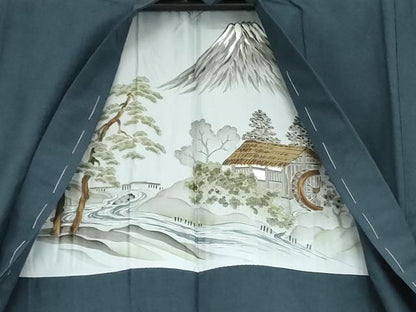 平和屋着物●男性　紬　アンサンブル　長襦袢(無双仕立て)セット　色無地　薄縹色　正絹　逸品　未使用　AABJ3250cs