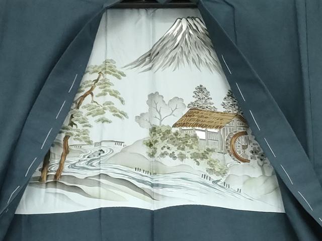 平和屋着物●男性　紬　アンサンブル　長襦袢(無双仕立て)セット　色無地　薄縹色　正絹　逸品　未使用　AABJ3250cs