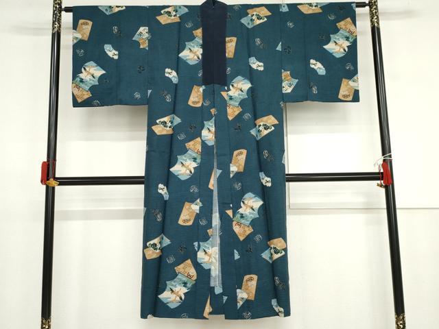 平和屋着物●男性　紬　アンサンブル　長襦袢(無双仕立て)セット　色無地　薄縹色　正絹　逸品　未使用　AABJ3250cs