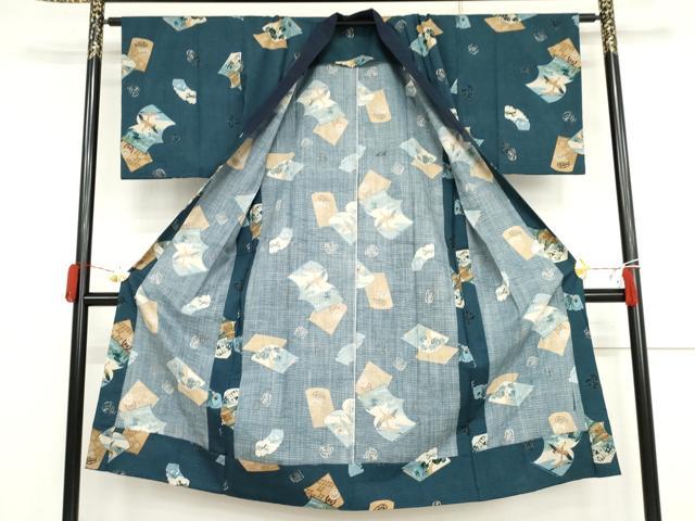 平和屋着物●男性　紬　アンサンブル　長襦袢(無双仕立て)セット　色無地　薄縹色　正絹　逸品　未使用　AABJ3250cs