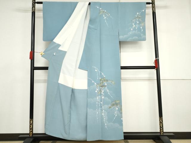 平和屋着物●十日町友禅　女流作家　遠田藤舟 　訪問着　梅松文　正絹　逸品　AABJ3252cs