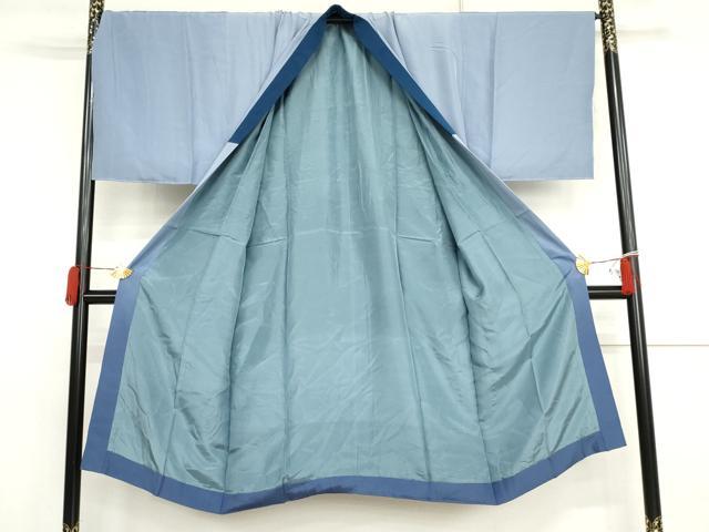 平和屋着物●男性　紬　アンサンブル　長襦袢(袷)セット　色無地　紺色　キングサイズ　正絹　逸品　AABJ3253cs