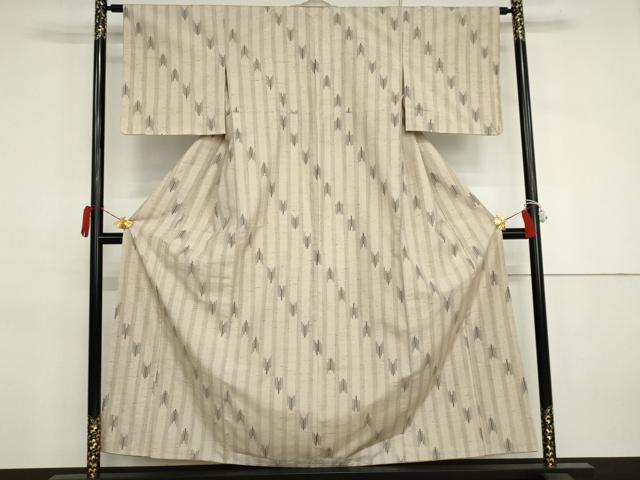 平和屋着物●ぜんまい紬　縞　正絹　逸品　AABJ3257cs