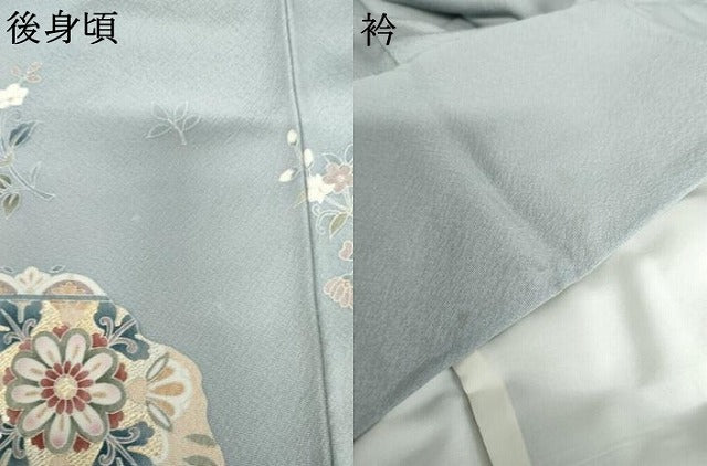 平和屋着物●訪問着　友禅　双鳥花唐草文　暈し染め　金銀彩　正絹　逸品　AABJ3258cs