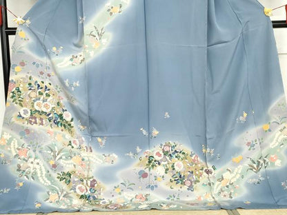 平和屋着物●吉澤友禅　訪問着　辻が花　駒刺繍　暈し染め　浜ちりめん　仮絵羽　正絹　逸品　未使用　AABJ3259cs