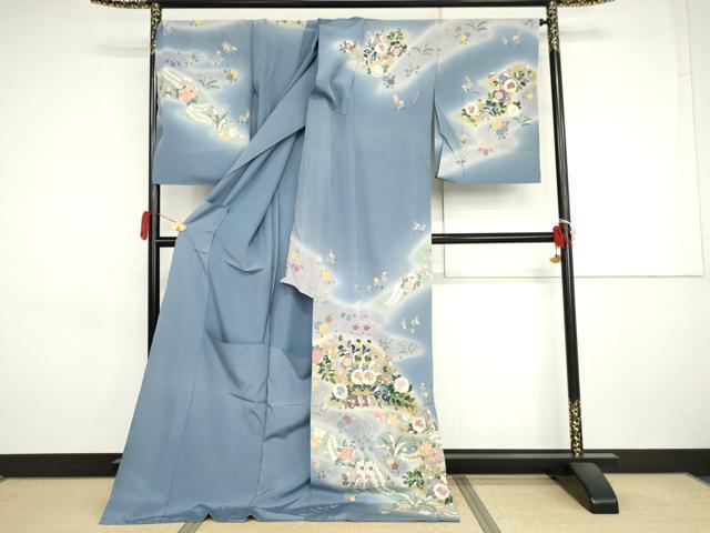 平和屋着物●吉澤友禅　訪問着　辻が花　駒刺繍　暈し染め　浜ちりめん　仮絵羽　正絹　逸品　未使用　AABJ3259cs