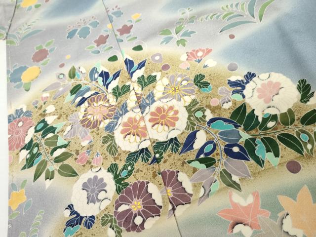 平和屋着物●吉澤友禅　訪問着　辻が花　駒刺繍　暈し染め　浜ちりめん　仮絵羽　正絹　逸品　未使用　AABJ3259cs