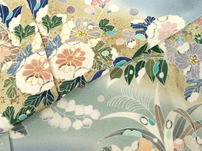 平和屋着物●吉澤友禅　訪問着　辻が花　駒刺繍　暈し染め　浜ちりめん　仮絵羽　正絹　逸品　未使用　AABJ3259cs