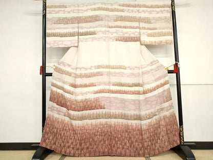 平和屋着物●阿部信行　訪問着　ろうけつ染　樹林文　正絹　逸品　AABJ3260cs